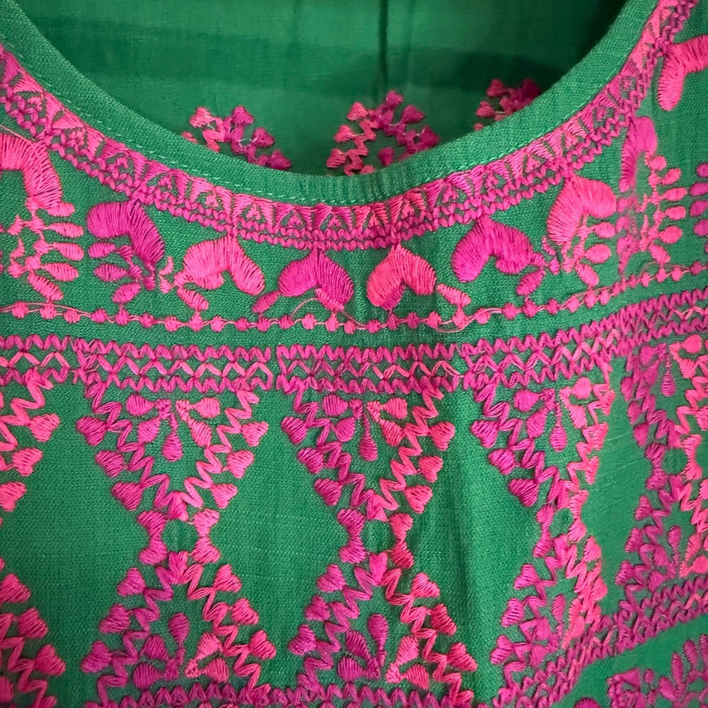 THML Embroidered Flutter-Sleeve Top in Green & Pink in size medium - Picture 3 of 10
